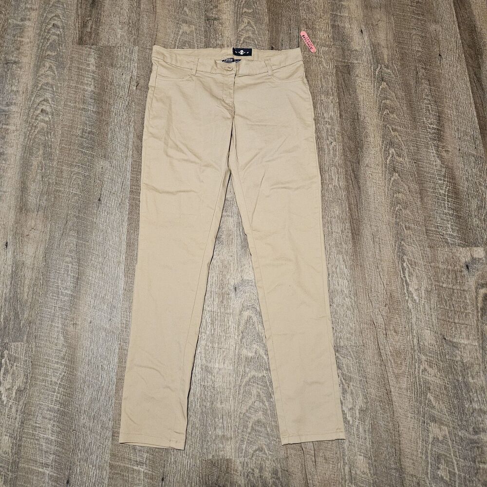 IZOD Approved Schoolwear Easy Care Girls Khaki Pants Size 7 Stretch Skinny